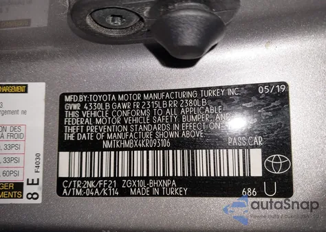 2019 Toyota C-Hr Xle from USA, damaged, VIN NMTKHMBX4KR093106